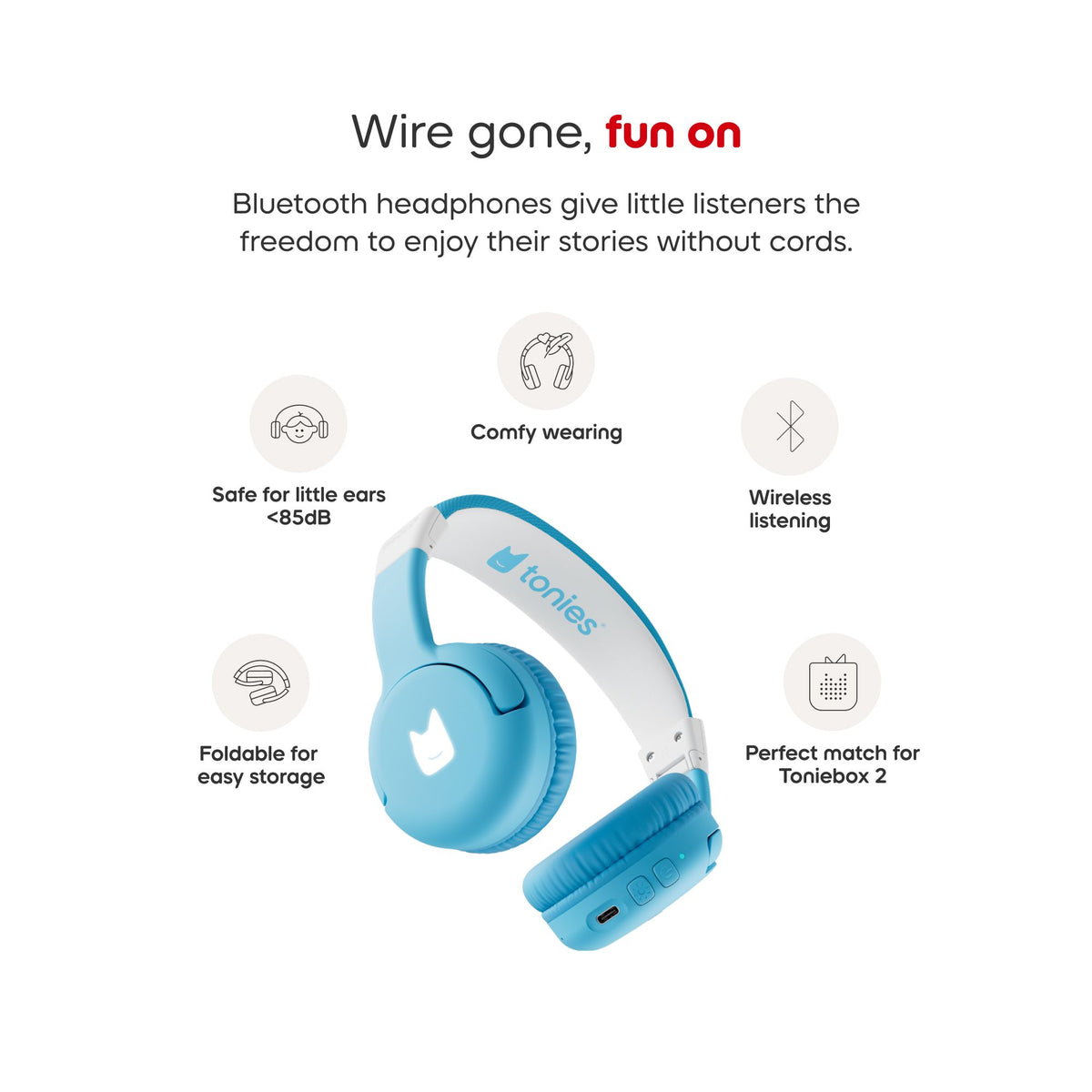 Tonies On-Ear Wireless Headphone for Kids - Sky Blue | 10003280 from Tonies - DID Electrical