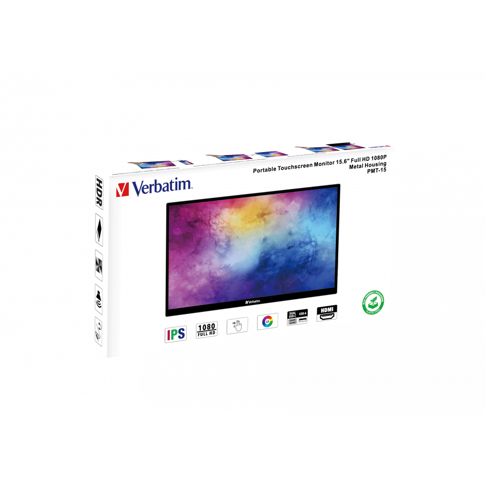 Verbatim 15.6" Full HD Portable Touchscreen Monitor - Black | 114-49592 from Verbatim - DID Electrical