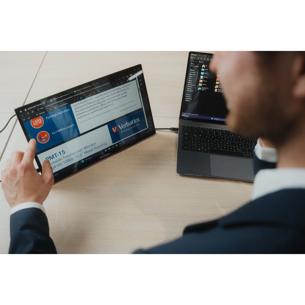 Verbatim 15.6" Full HD Portable Touchscreen Monitor - Black | 114-49592 from Verbatim - DID Electrical