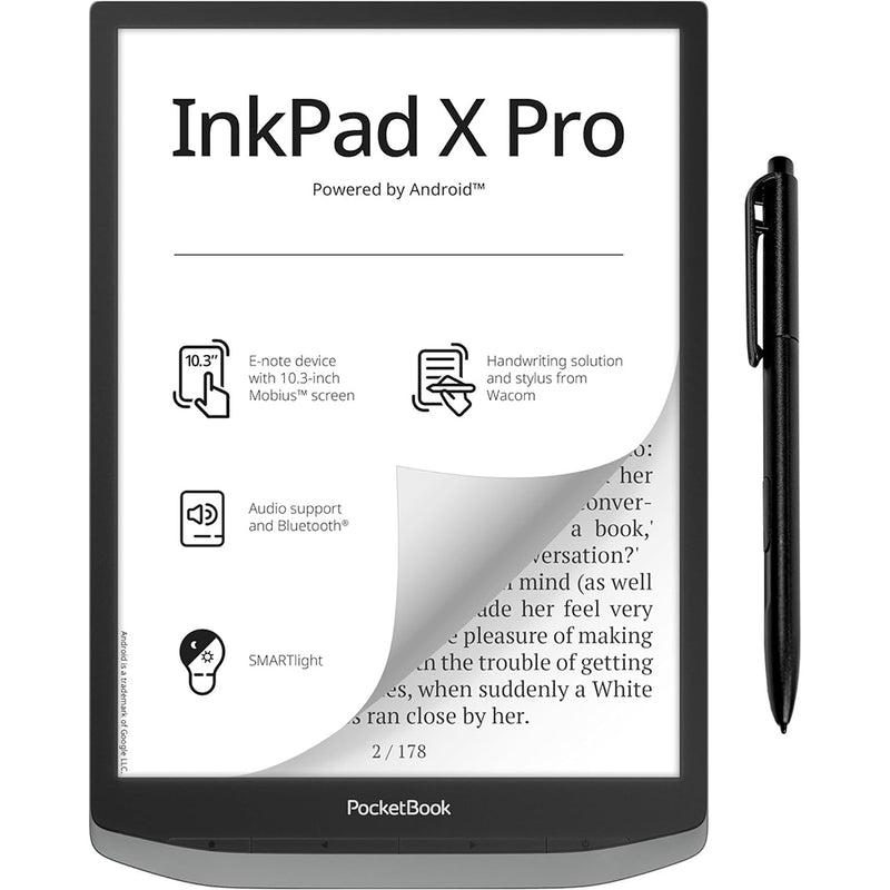 PocketBook Inkpad X Pro 10.3" Touchscreen eReader Tablet - Grey | 253-PB1040D-M-WW from PocketBook - DID Electrical