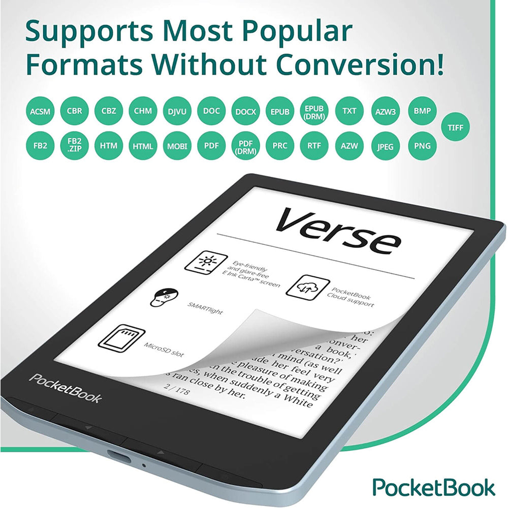 PocketBook Verse 6" Touchscreen eReader Tablet - Mist Grey | 253-PB629-M-WW from PocketBook - DID Electrical