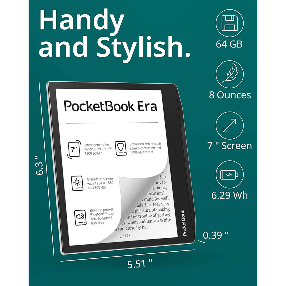 PocketBook Era 7" Touchscreen Waterproof eReader Tablet - Mist Grey | 253-PB700-U-16-WW from PocketBook - DID Electrical