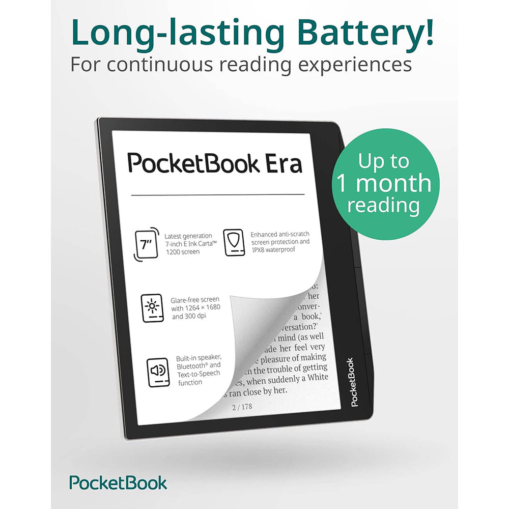 PocketBook Era 7" Touchscreen Waterproof eReader Tablet - Mist Grey | 253-PB700-U-16-WW from PocketBook - DID Electrical