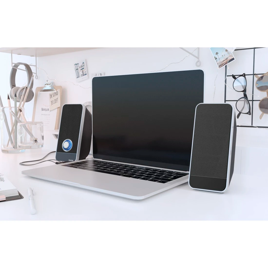 Hama LS-206 PC Wired Speakers - Black & Silver | 324993 from Hama - DID Electrical