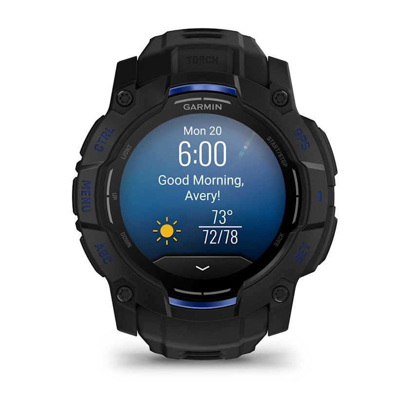 Garmin Instinct 3 50MM Smart Watch with Black and Bolt Blue Band - Black | 49-GAR-010-03020-03 from Garmin - DID Electrical