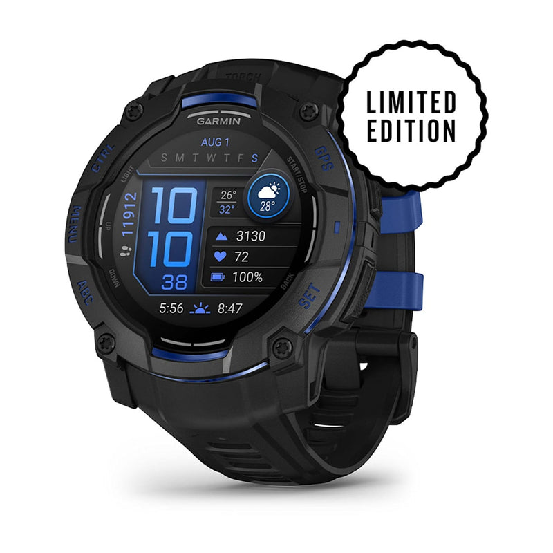 Garmin Instinct 3 50MM Smart Watch with Black and Bolt Blue Band - Black | 49-GAR-010-03020-03 from Garmin - DID Electrical