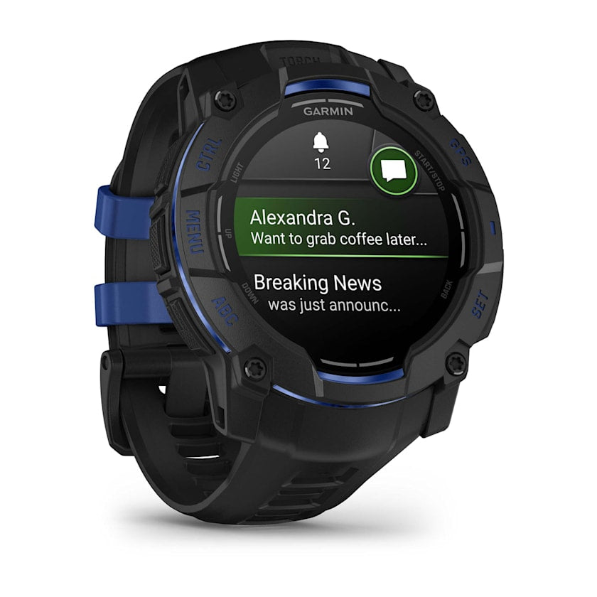 Garmin Instinct 3 50MM Smart Watch with Black and Bolt Blue Band - Black | 49-GAR-010-03020-03 from Garmin - DID Electrical