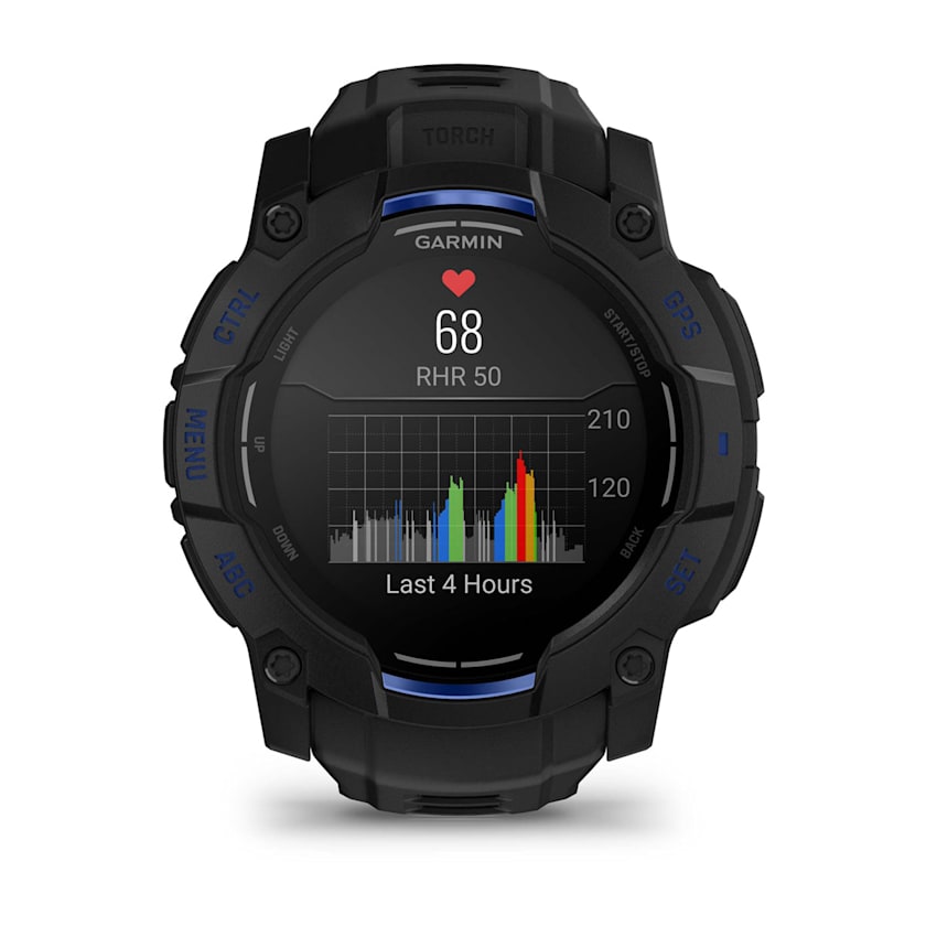 Garmin Instinct 3 50MM Smart Watch with Black and Bolt Blue Band - Black | 49-GAR-010-03020-03 from Garmin - DID Electrical