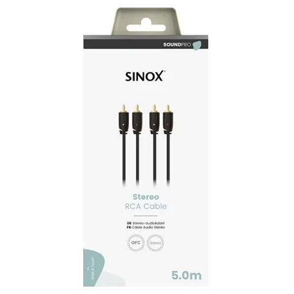 Sinox Pro 5M Stereo RCA Phono Cable - Black | 52221 from Sinox - DID Electrical