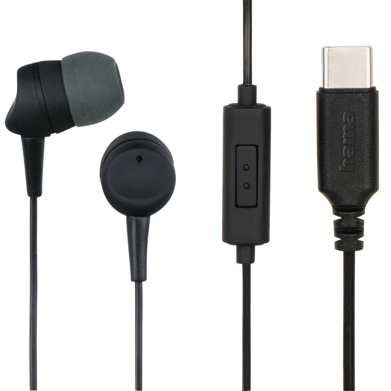 Hama Sea II In-Ear Wired USB-C Headphone - Black | 522603 from Hama - DID Electrical