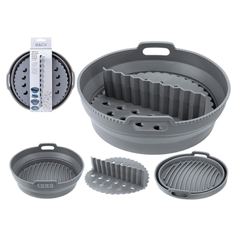 B&Co Air Fryer Pop Up Round Silicone Liner - Grey | 746177 from B&Co - DID Electrical