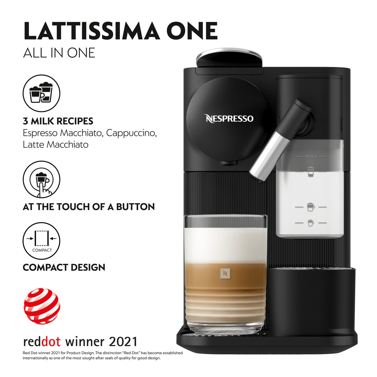 DeLonghi Lattissima One Nespresso Coffee Machines - Black | EN510.B from DeLonghi - DID Electrical