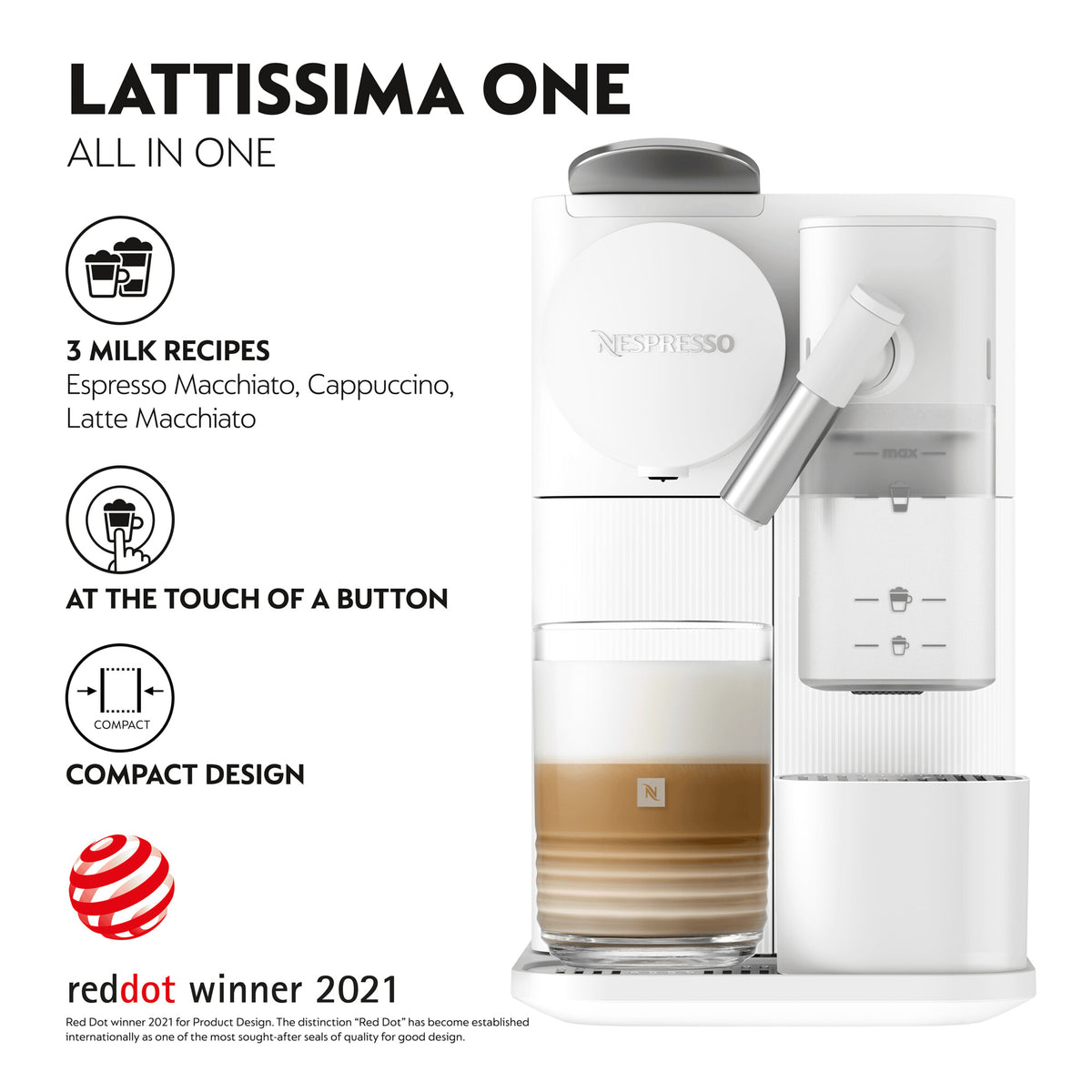 DeLonghi Lattissima One Nespresso Coffee Machine - White | EN510.W from DeLonghi - DID Electrical