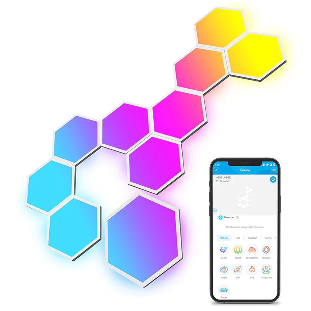 Govee Glide Hexa Light Panels Pack of 10 - Multicolour | B6061201-OF-UK from Govee - DID Electrical