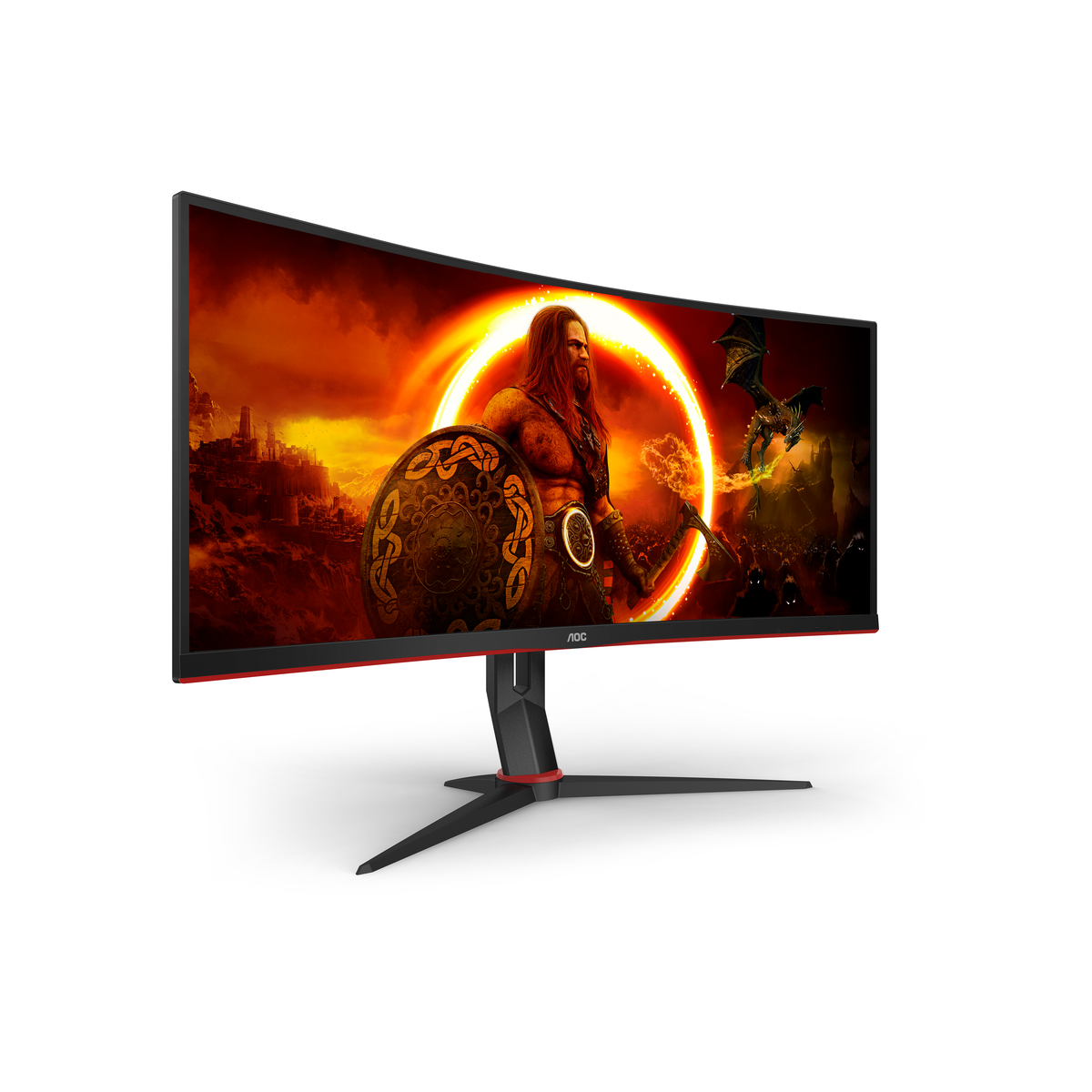 AOC 34" 180HZ Curved Ultrawide Gaming Monitor - Black & Red | CU34G2XP/BK from AOC - DID Electrical