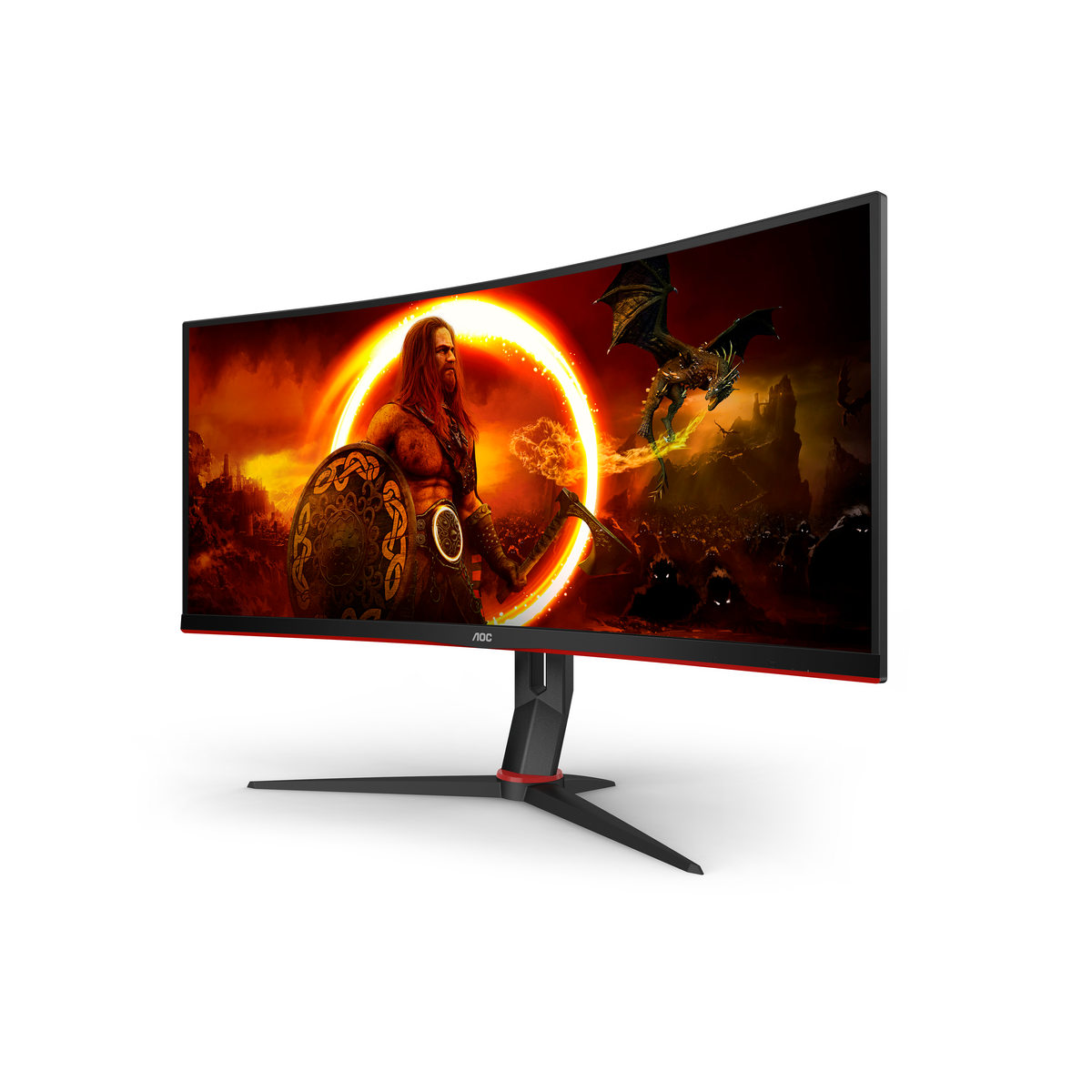 AOC 34" 180HZ Curved Ultrawide Gaming Monitor - Black & Red | CU34G2XP/BK from AOC - DID Electrical