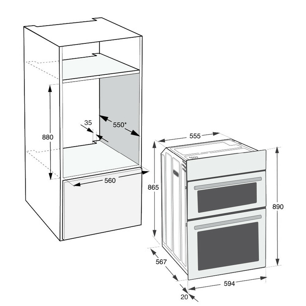 Hotpoint 109L Built-In Electric Double Oven - Inox | DIH82DIX from Hotpoint - DID Electrical