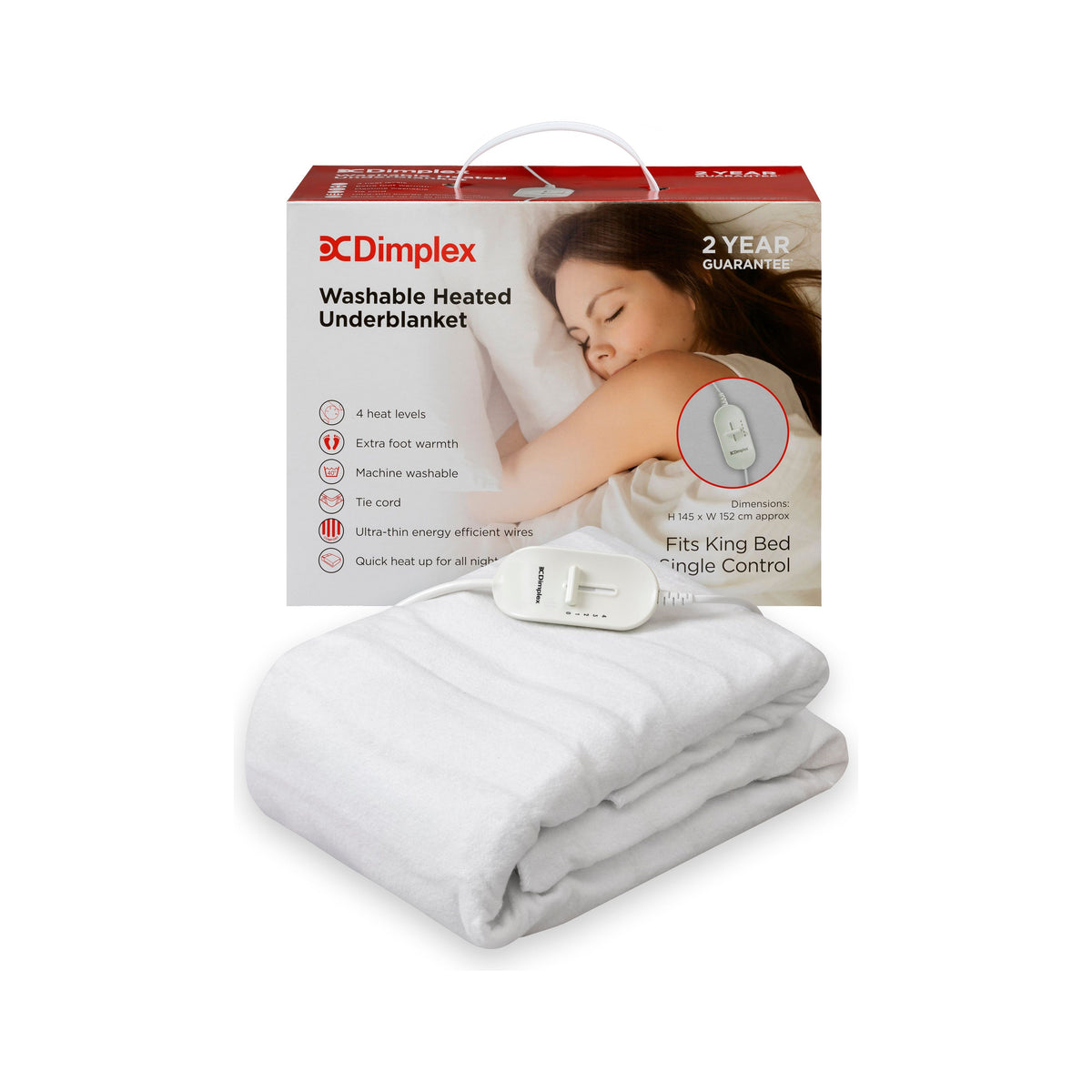 Dimplex King Size Washable Electric Heated Underblanket - White | DUB1003 from Dimplex - DID Electrical