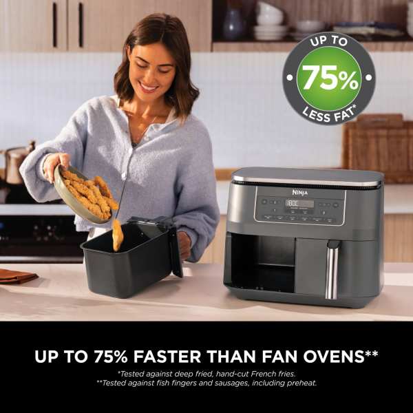 Ninja 6-in-1 Dual Zone 7.6L Air Fryer - Gun Metal Grey | DZ300UK from Ninja - DID Electrical