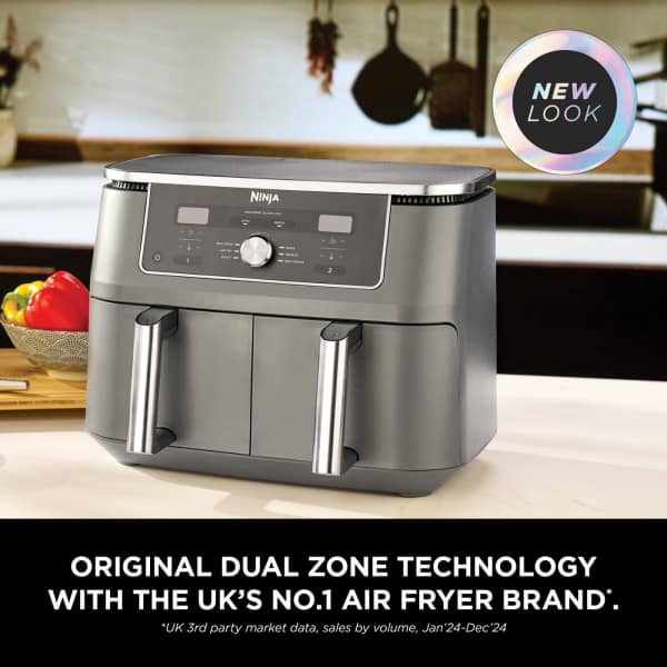 Ninja Max 6-in-1 Dual Zone 9.5L Air Fryer - Gun Metal Grey | DZ400UK from Ninja - DID Electrical