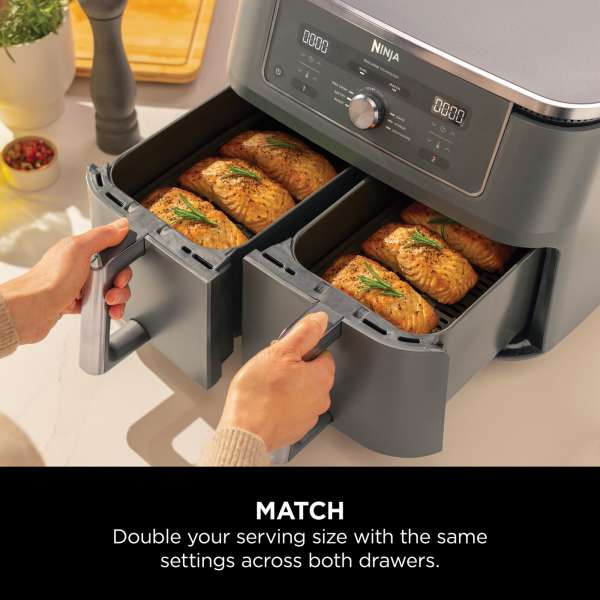 Ninja Max 6-in-1 Dual Zone 9.5L Air Fryer - Gun Metal Grey | DZ400UK from Ninja - DID Electrical