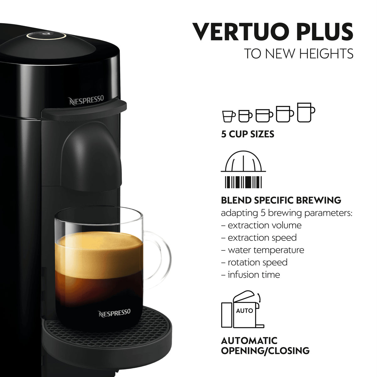 DeLonghi Nespresso Vertuo Plus Capsule Coffee Machine - Black | ENV150.B from DeLonghi - DID Electrical