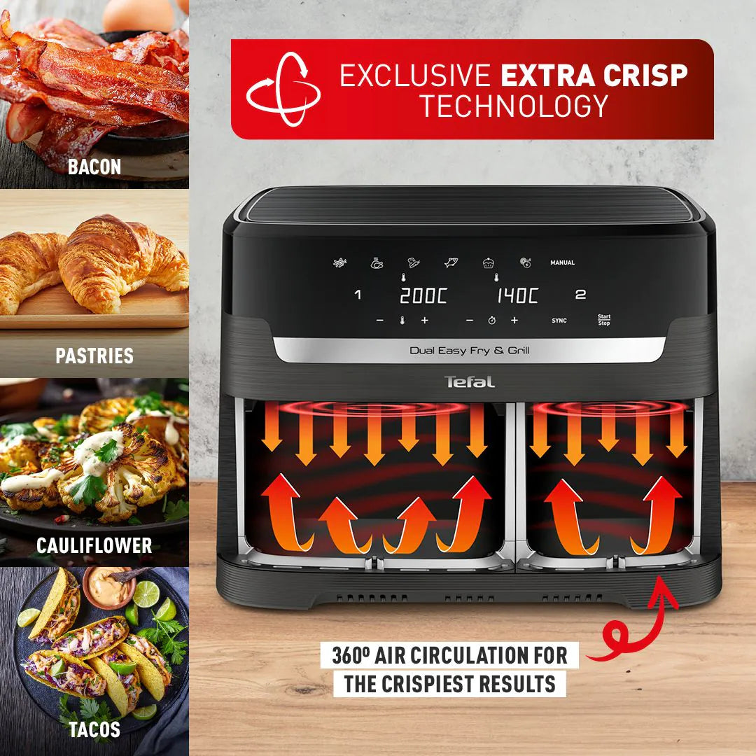 Tefal 8.3L Easy Fry Dual Air Fryer - Coal | EY901HG0 from Tefal - DID Electrical
