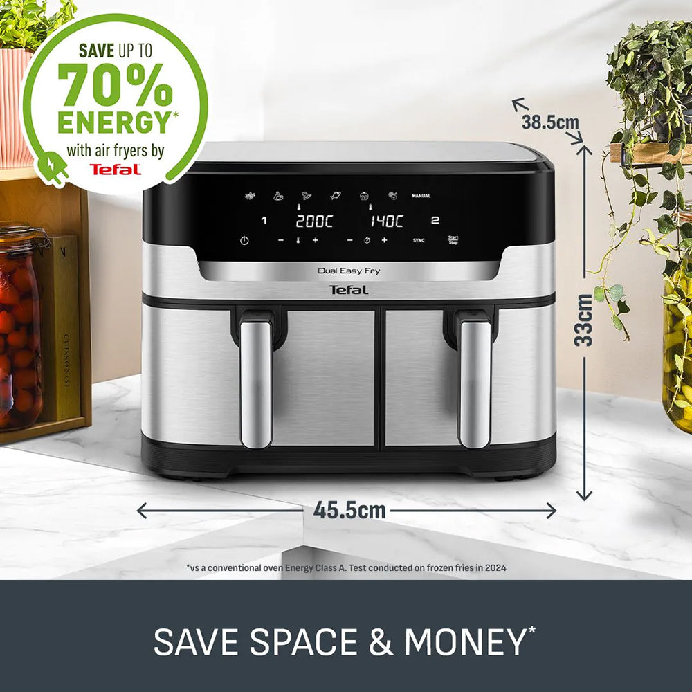 Tefal Easy Fry Dual XXL 11L Air Fryer - Stainless Steel | EY942DG1 from Tefal - DID Electrical