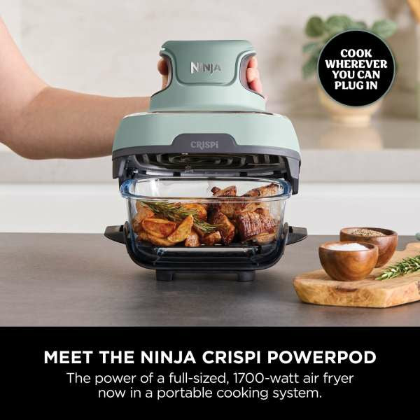 Ninja CRISPi 4-in-1 Portable Glass Air Fryer - Sage | FN101UKSG from Ninja - DID Electrical