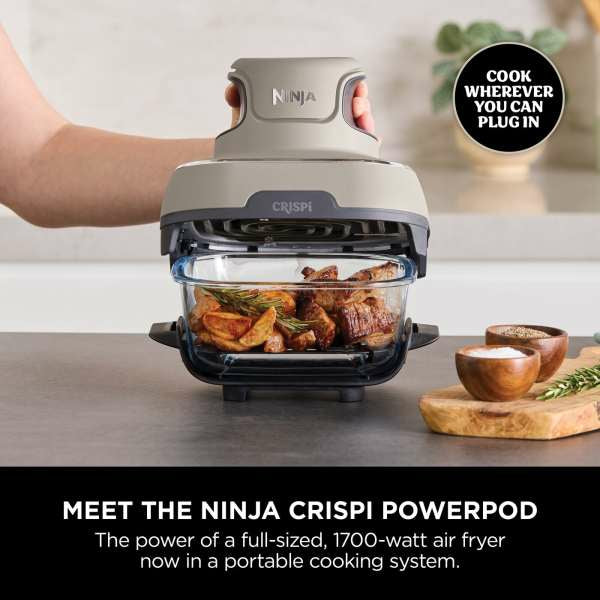 Ninja CRISPi 4-in-1 Portable Glass Air Fryer - Stone | FN101UKST from Ninja - DID Electrical