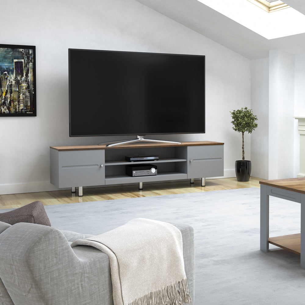 AVF Whitesands 1.9M TV Stand - Satin Grey & Wood | FS1900WSSG from AVF - DID Electrical
