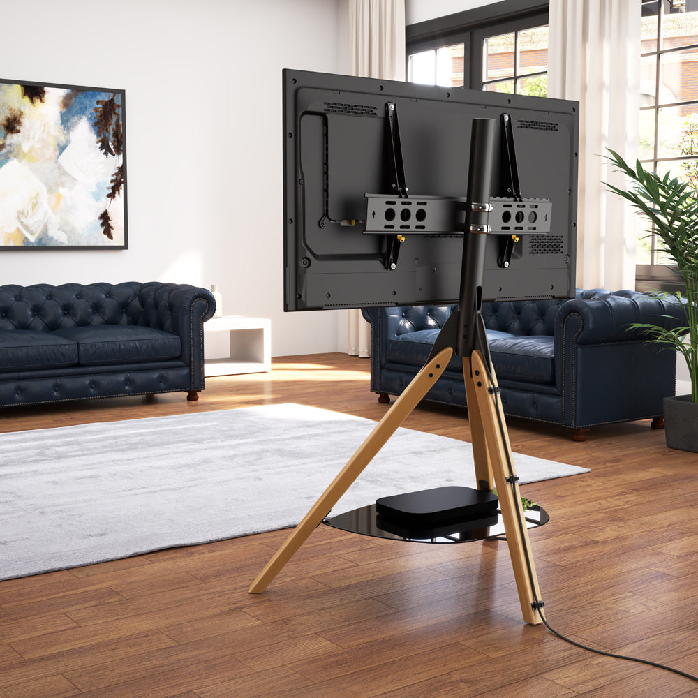 AVF Hoxton Freestanding Tripod TV Stand - Light Wood | FSL1000HOXLWB from AVF - DID Electrical