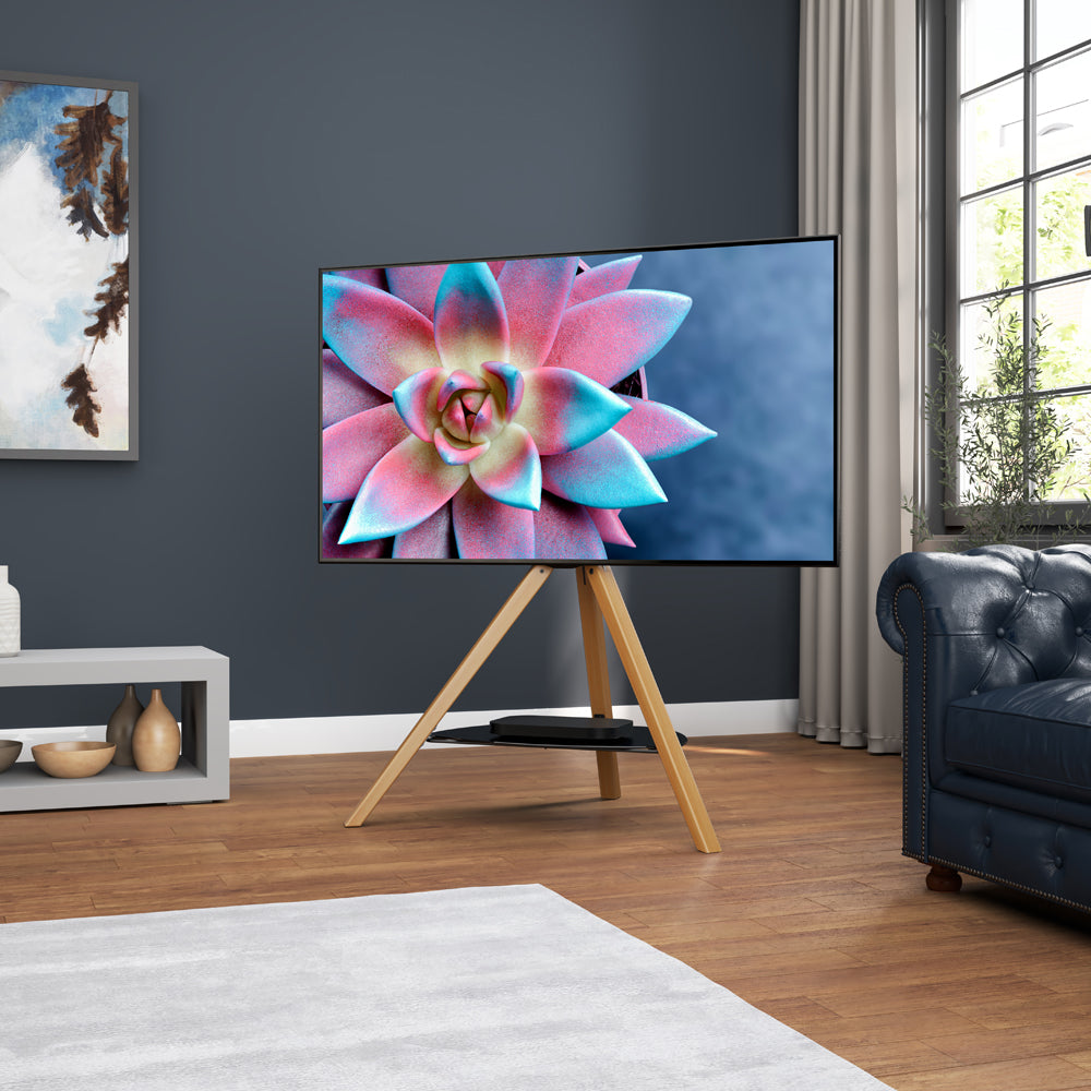 AVF Hoxton Freestanding Tripod TV Stand - Light Wood | FSL1000HOXLWB from AVF - DID Electrical