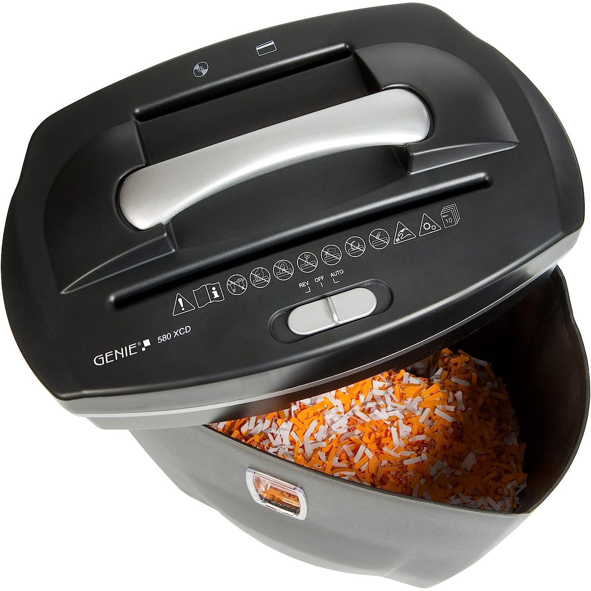 Genie 580 XCD 4x18mm 21L Cross Cut Paper Shredder - Black | GENIE580XCD from Genie - DID Electrical