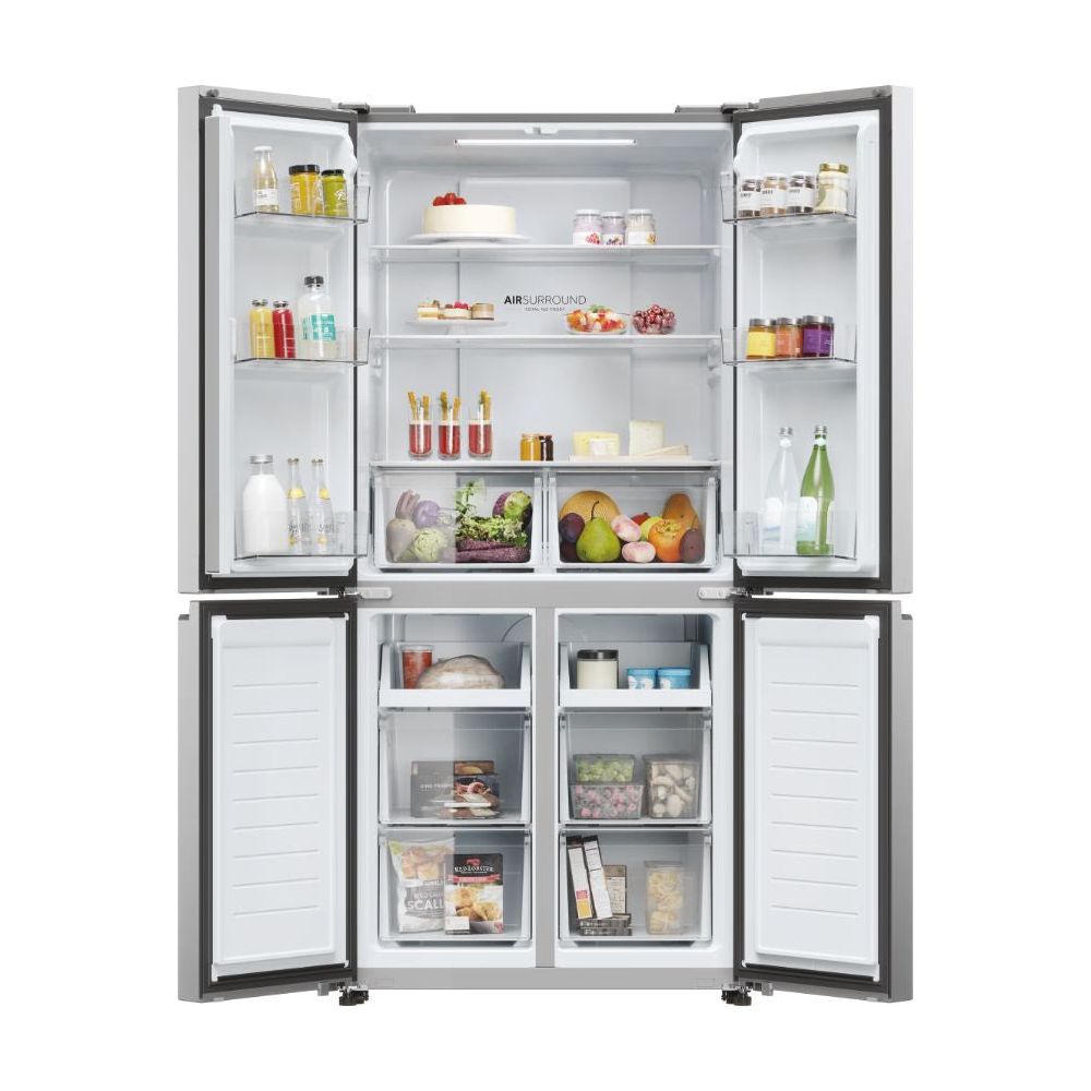Haier Cube 83 Series 3 467L Frost Free Freestanding Multi Door Fridge Freezer - Gentle Silver | HCR3818ENMG(UK) from Haier - DID Electrical