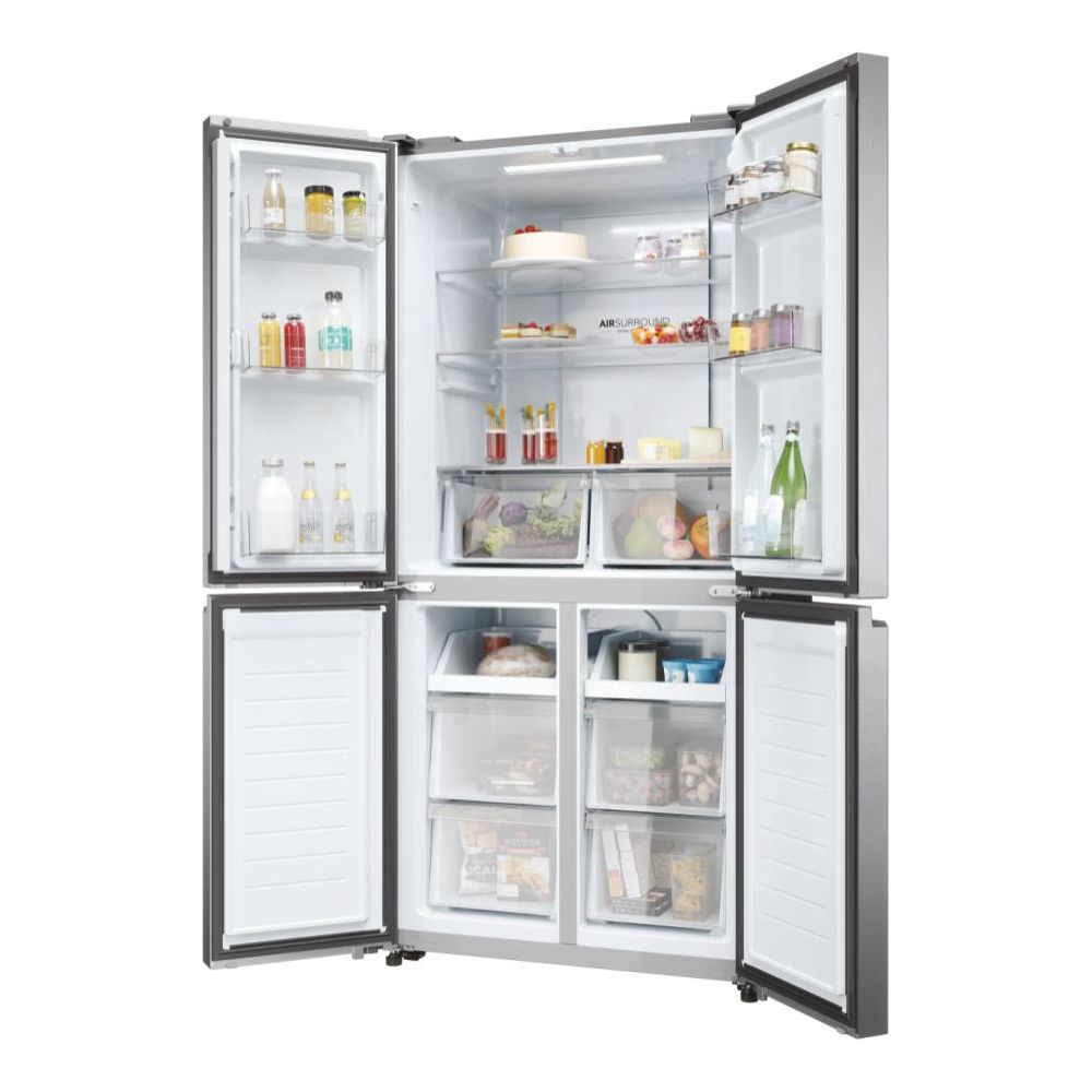 Haier Cube 83 Series 3 467L Frost Free Freestanding Multi Door Fridge Freezer - Gentle Silver | HCR3818ENMG(UK) from Haier - DID Electrical