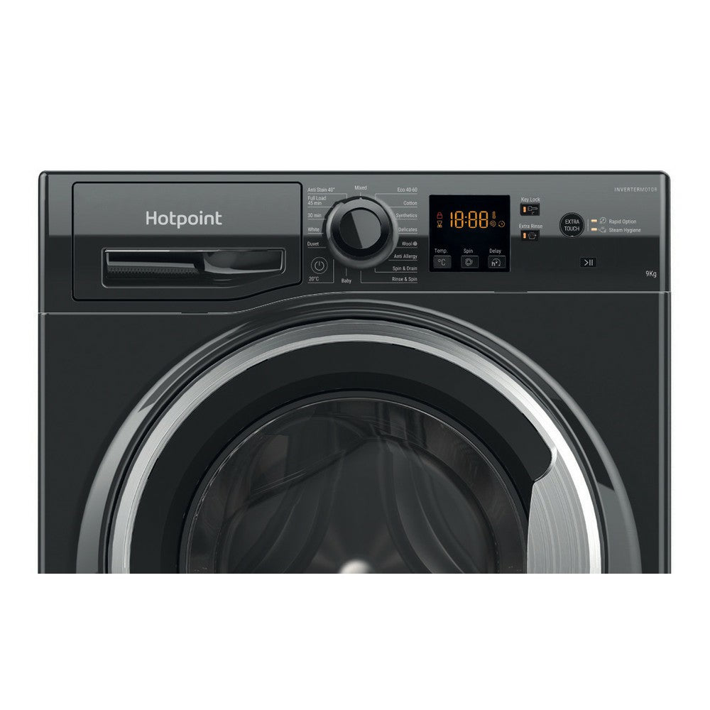 Hotpoint 9KG 1400RPM Freestanding Washing Machine - Black | HNR9W64BSIRE from Hotpoint - DID Electrical