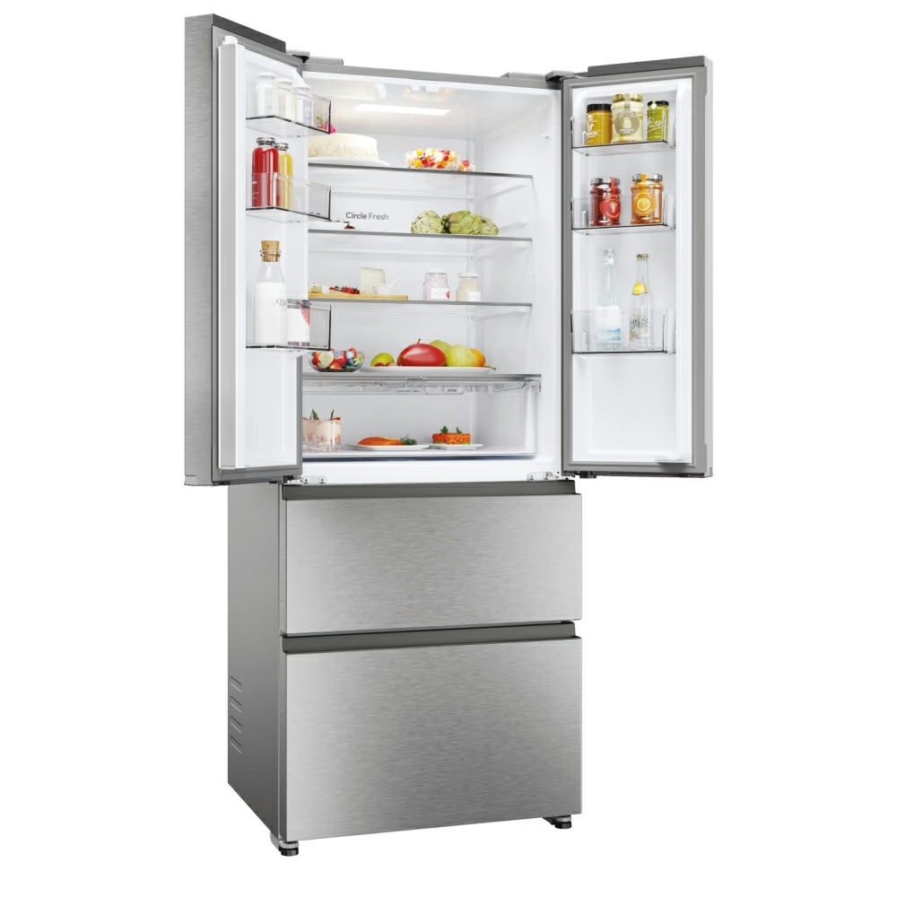 Hoover H-Fridge 700 Maxi 402L Frost Free Freestanding French Door Fridge Freezer - Platinum Inox | HONFQ2T718EXK from Hoover - DID Electrical
