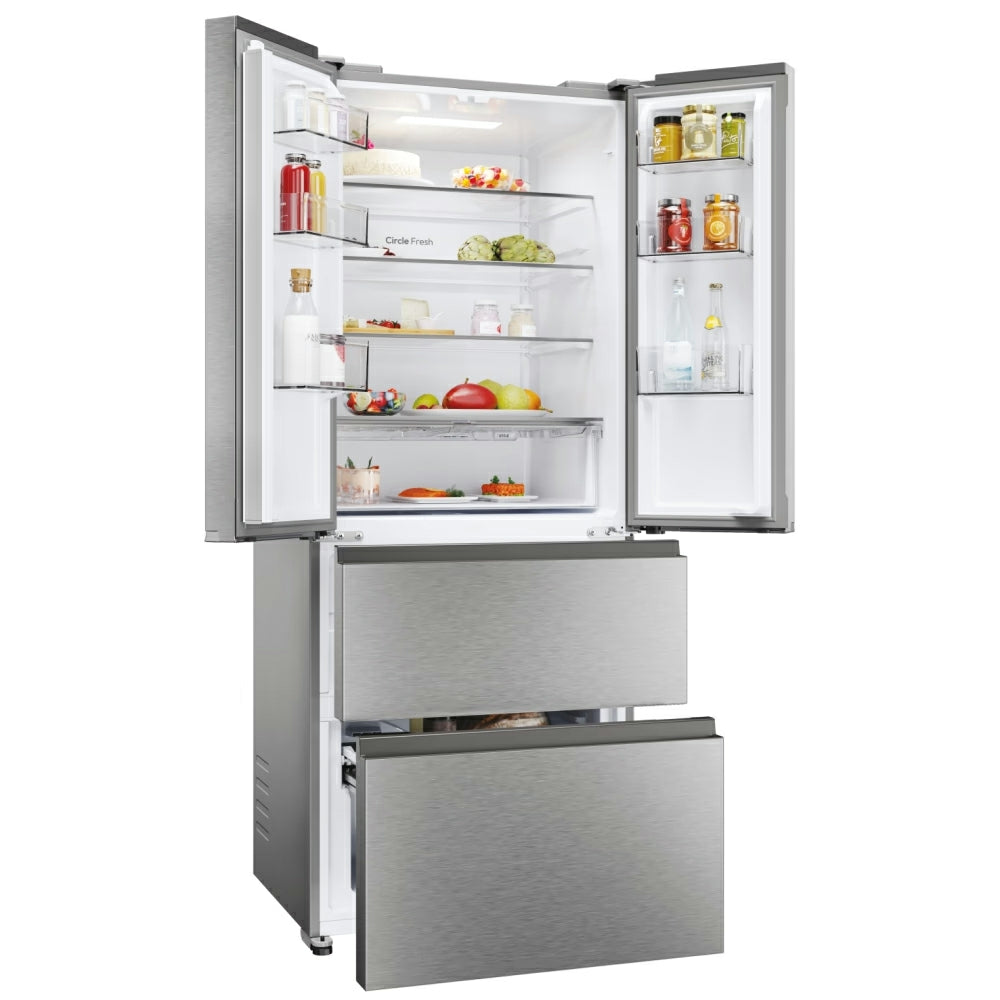 Hoover H-Fridge 700 Maxi 402L Frost Free Freestanding French Door Fridge Freezer - Platinum Inox | HONFQ2T718EXK from Hoover - DID Electrical