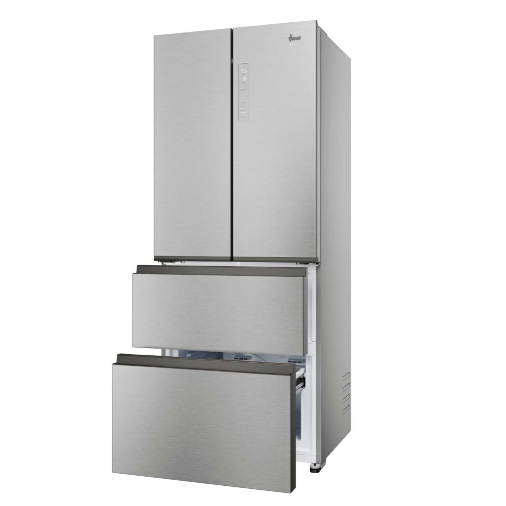 Hoover H-Fridge 700 Maxi 402L Frost Free Freestanding French Door Fridge Freezer - Platinum Inox | HONFQ2T718EXK from Hoover - DID Electrical