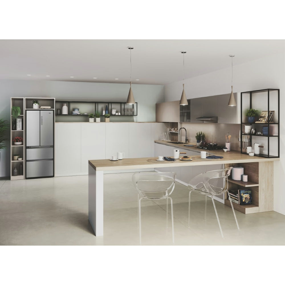 Hoover H-Fridge 700 Maxi 402L Frost Free Freestanding French Door Fridge Freezer - Platinum Inox | HONFQ2T718EXK from Hoover - DID Electrical