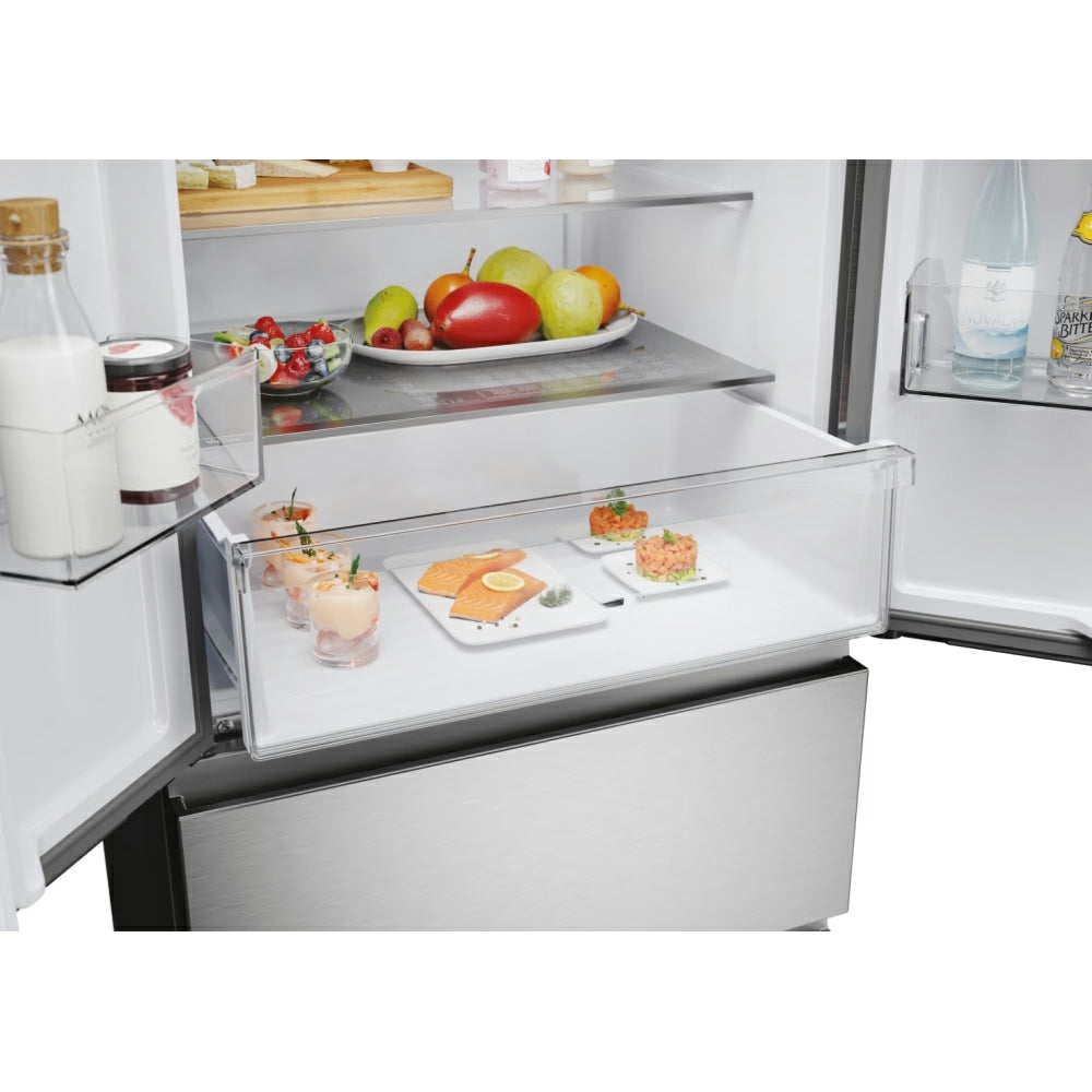 Hoover H-Fridge 700 Maxi 402L Frost Free Freestanding French Door Fridge Freezer - Platinum Inox | HONFQ2T718EXK from Hoover - DID Electrical