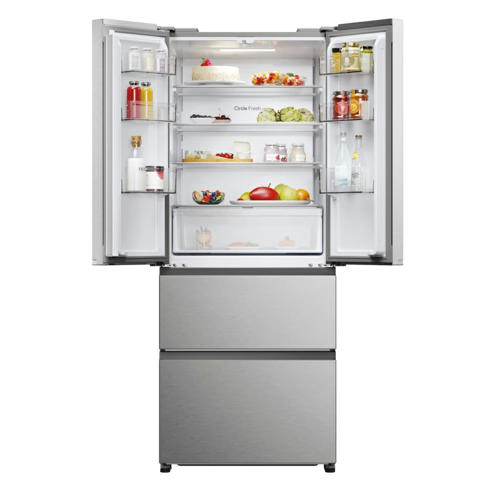 Hoover H-Fridge 700 Maxi 402L Frost Free Freestanding French Door Fridge Freezer - Platinum Inox | HONFQ2T718EXK from Hoover - DID Electrical