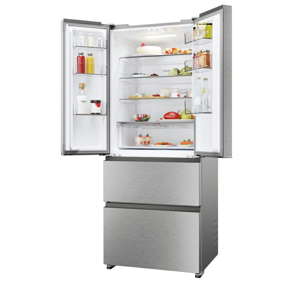 Hoover H-Fridge 700 Maxi 402L Frost Free Freestanding French Door Fridge Freezer - Platinum Inox | HONFQ2T718EXK from Hoover - DID Electrical