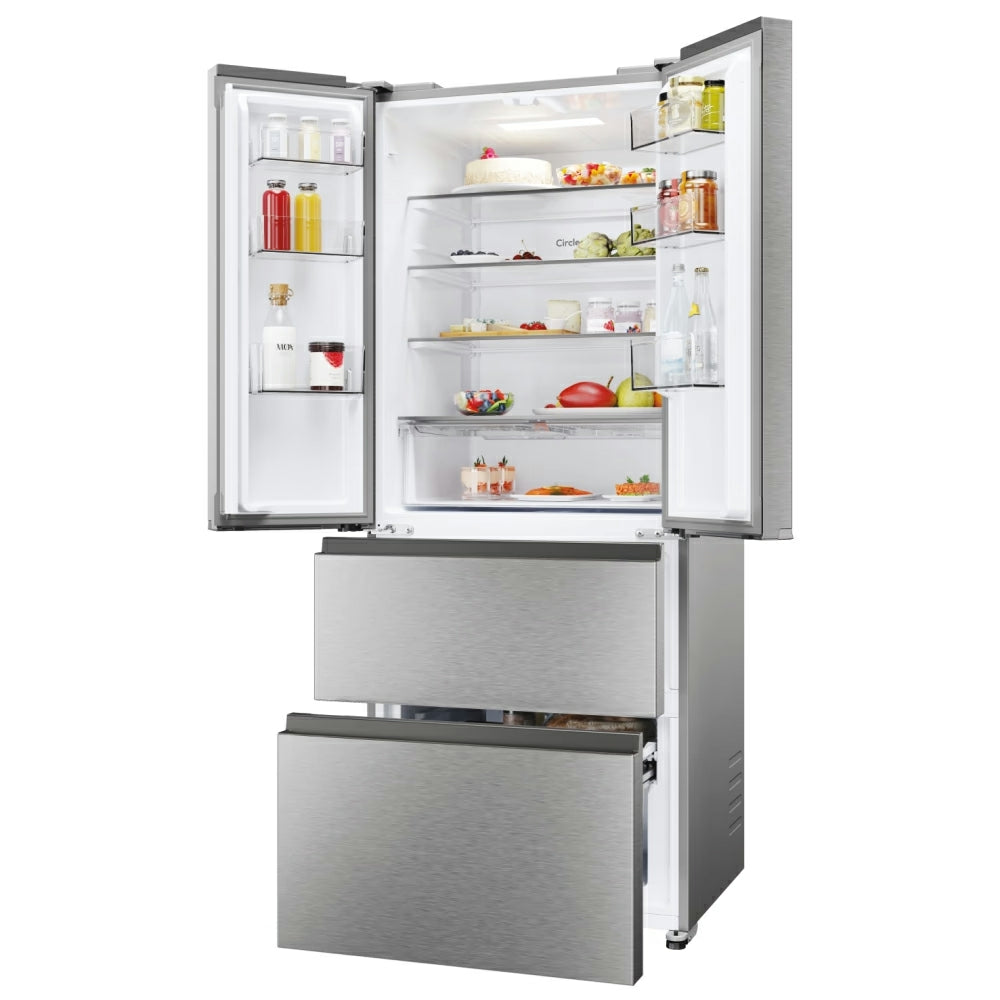 Hoover H-Fridge 700 Maxi 402L Frost Free Freestanding French Door Fridge Freezer - Platinum Inox | HONFQ2T718EXK from Hoover - DID Electrical