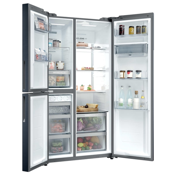 Haier S+ Series 7 573L Frost Free Freestanding American Fridge Freezer - Brushed Black | HSPR79F18EWMBUK from Haier - DID Electrical