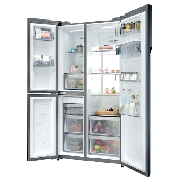 Haier S+ Series 7 573L Frost Free Freestanding American Fridge Freezer - Brushed Black | HSPR79F18EWMBUK from Haier - DID Electrical
