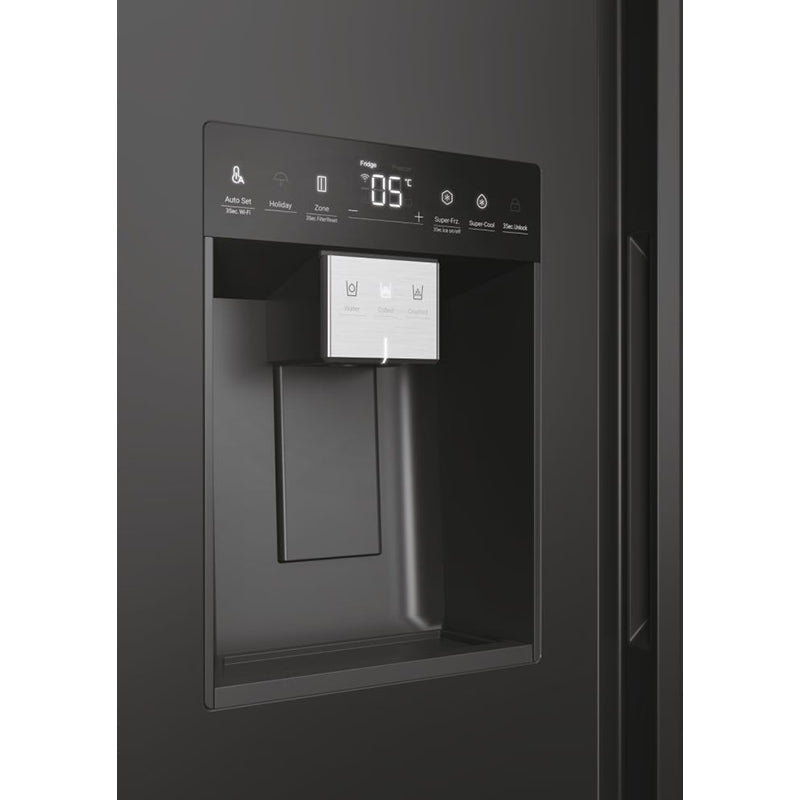 Haier SBS 90 Series 5 601L Frost Free Freestanding American Fridge Freezer - Slate Black | HSW59F18EIPT from Haier - DID Electrical