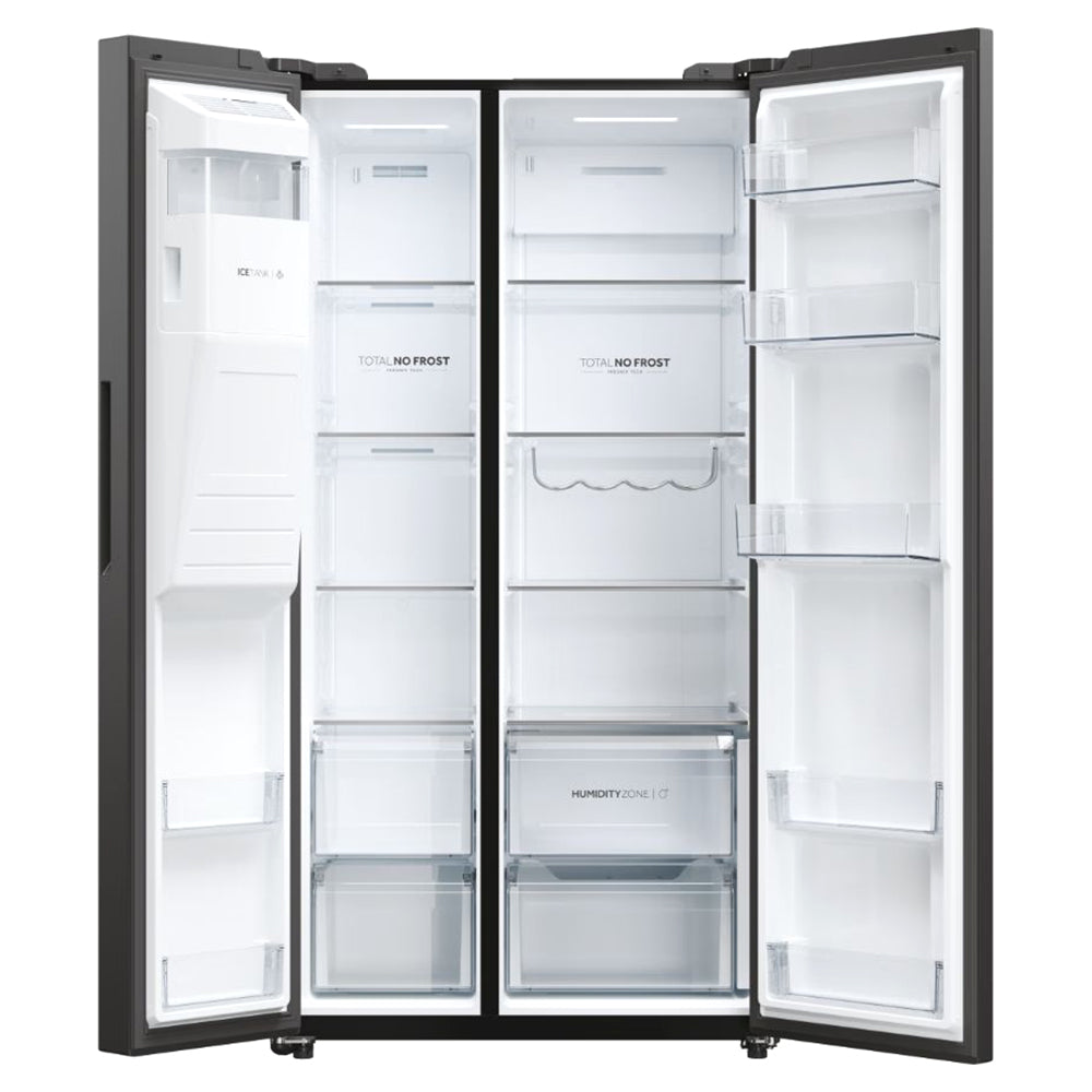 Haier SBS 90 Series 5 601L Frost Free Freestanding American Fridge Freezer - Slate Black | HSW59F18EIPT from Haier - DID Electrical