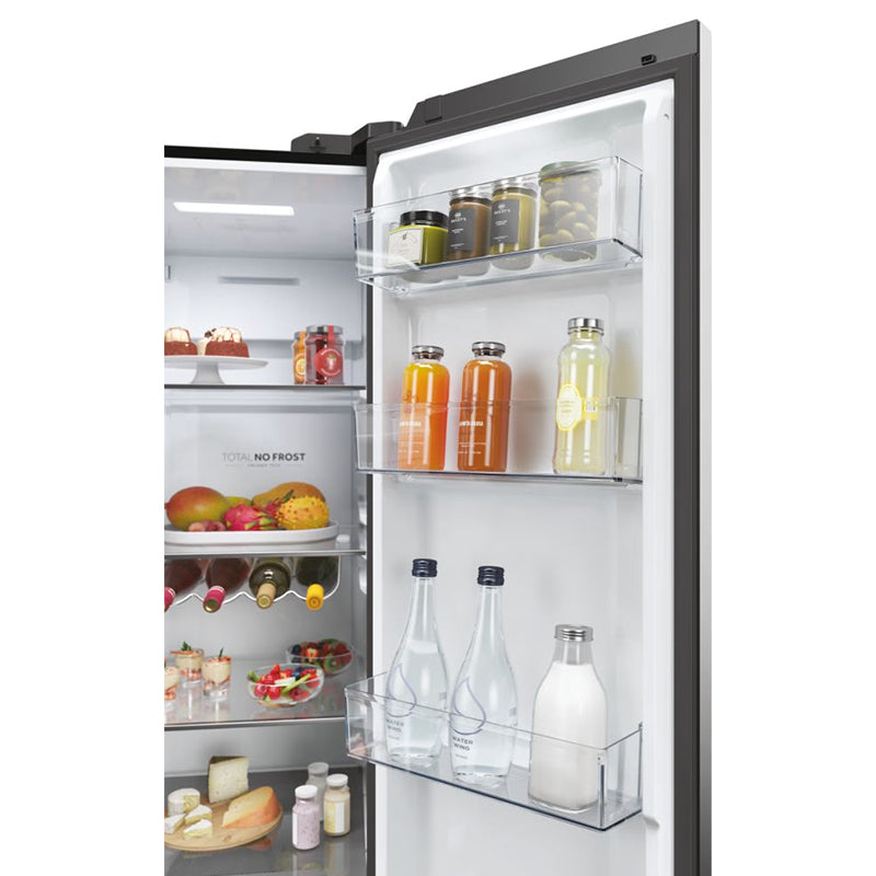 Haier SBS 90 Series 5 601L Frost Free Freestanding American Fridge Freezer - Slate Black | HSW59F18EIPT from Haier - DID Electrical